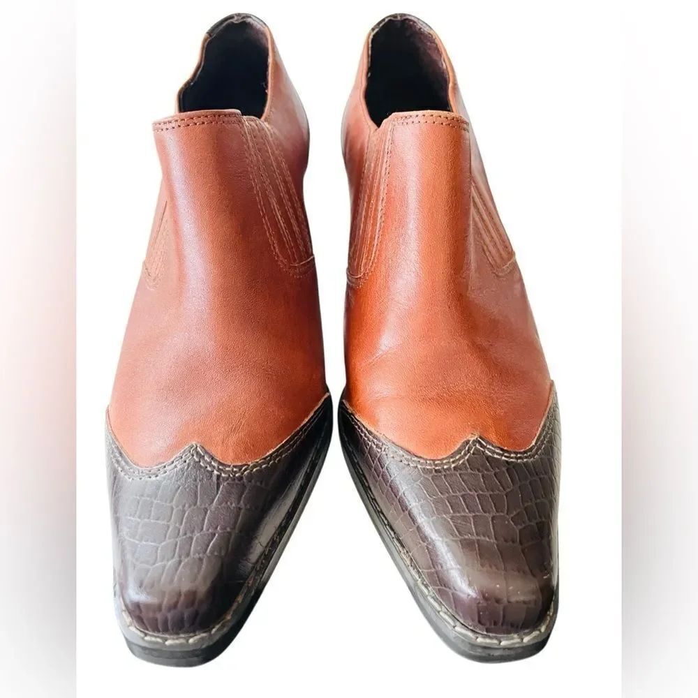 Artiva CLAUDIA Brown Leather Ankle Booties with Block Heel made in Brazil size 8 - Picture 3 of 7